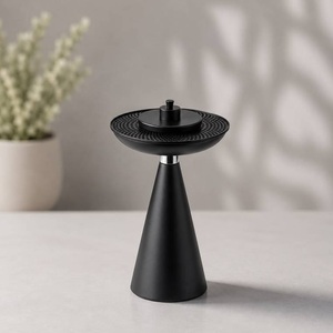 Stainless Steel Stone <b>Cone</b> Base <b>Incense</b> Burner with Black Metal Top Organic Aromatherapy Diffuser All-Season Use - Product Image 3