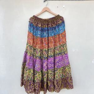 Azul y arco iris Vintage seda Sari hecho a mano niñas faldas regalo para su vestido de danza del vientre - Product Image 1