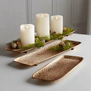 Gold Plated Round Metal Serving <b>Storage</b> <b>Tray</b> For Food Breakfast Gifting Decorative Coffee Tabletop Ottoman Vanity Display <b>Tray</b> - Product Image 4