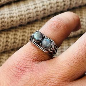 Unique Latest Bohemian Double Labradorite Brass <b>Ring</b> Oxidized Silver Plated <b>Adjustable</b> Vintage <b>Ring</b> Wholesale <b>Ring</b> For Women - Product Image 6