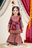 Ensemble de robe ethnique traditionnelle rouge en coton pour filles, longueur cheville, style Diwali Inde Pakistan