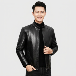 Leather <b>Jackets</b> for <b>Men</b> with Hood Custom Logo Available <b>Warm</b> Leather Bomber Style for Outdoor Riding <b>jacket</b> for <b>men</b> - Product Image 1