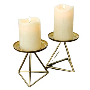 Modern Gold Metal Geometric Tea <b>Light</b> Candle Holder Nordic Style Iron <b>Wire</b> Pillar Candle Stand for Wedding Table Centerpiece - Product Image 1