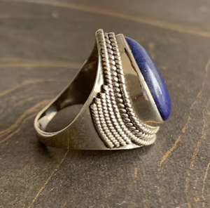 <b>Chunky</b> Designer Fine Jewelry Lapis <b>Ring</b> 925 Sterling Sliver Everyday Wear jewelry for Her - Product Image 3