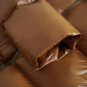 Blouson matelassé marron pour homme, col montant, fermeture éclair, à capuche, coupe-vent, décontracté, pour l'hiver, couleur unie, rembourrage épais en duvet - Product Image 3