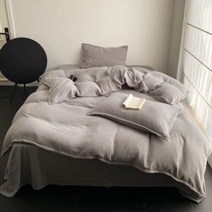 Tất cả các mùa mềm 4pcs <span class=keywords><strong>bedding</strong></span> <span class=keywords><strong>Set</strong></span> sang trọng màu rắn Quilt <span class=keywords><strong>Set</strong></span> Jacquard chần bông Comforter Duvet cover <span class=keywords><strong>Set</strong></span> Linen nhà - Product Image 3