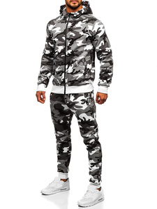 2026 Wholesale <b>Men's</b> <b>Camo</b> Printed Winter Hooded Breathable Printed Tracksuit Set Tech Fleece Solid Casual Training Wear - Product Image 5