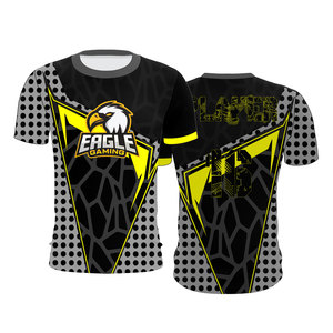 Camiseta Deportiva Sublimada para Hombre Eagle Gaming, Negra y Amarilla, de Secado Rápido, Poliéster, Cuello Redondo, para Equipo - Product Image 1