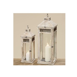 Lanterne en bois rustique avec poignée en corde, porte-bougie vintage, centre de table pour la maison - Product Image 2