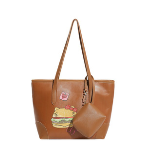 Lady Daily Women's Fashionable Minimalist Solid Color PU Tote Shoulder Bag Zipper Closure Polyester Lining All Seasons <b>Cute</b> Bag - Product Image 1