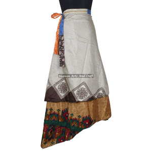 กระโปรงผ้าไหมพิมพ์ลายอินเดียสไตล์ยิปซี  แบบพันได้  ใส่ได้สองด้าน  สไตล์โบฮีเมียน  หลากสีสัน  ใส่สบาย  เหมาะสำหรับฤดูร้อน  แฟชั่นโบฮีเมียน  ฮิปปี้ - Product Image 5