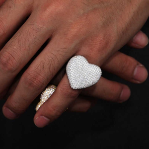 Luxury Moissanite Iced Out Cluster <b>Ring</b> Full Pave Round Cut Stones <b>Statement</b> <b>Ring</b> Hip Hop Style Silver Jewelry Bold - Product Image 3