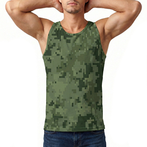 เสื้อกล้ามพิมพ์ลายพรางแบบกำหนดเองสำหรับผู้ชาย ขายส่ง เสื้อกล้ามออกกำลังกายซับเหงื่อประสิทธิภาพสูง เสื้อกล้ามออกกำลังกายสำหรับกล้ามเนื้อ ผลิตจากโรงงาน เสื้อกล้ามออกกำลังกายขายส่งจำนวนมาก - Product Image 4