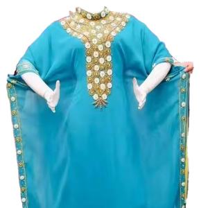 Collection Dubaï 2024 Caftan de conception marocaine Fait main Rouge Vêtement musulman traditionnel Perles de pierre Robes Georget Chiffon - Product Image 1