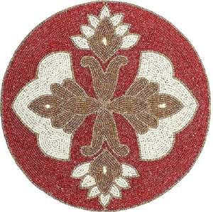 Napperon rond brodé à la main de 5 mm d'épaisseur avec perles, idéal pour les événements festifs et la maison, le plus vendu pour table à café et à manger - Product Image 1