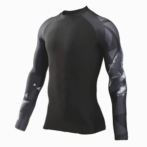 Camiseta de compresión transpirable personalizada de manga larga con etiqueta privada, de poliéster y nailon, con serigrafía, genuina y de alta demanda. - Product Image 3