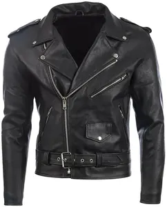 Motorfiets Motorbike Leather Jacket Brando Stijl Zwarte Kleur Bikers Jas Outdoor Biker Jacket