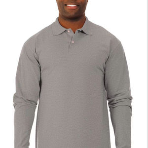 Uniforme de Trabajo de Punto Estampado 100% Algodón y Poliéster de Secado Rápido, Gris Liso Informal para Camiseta de Manga Larga con Logotipo Personalizado - Product Image 6