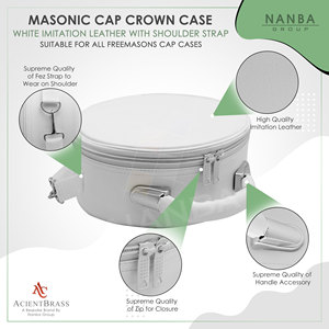 Premium Masonic Crown Cap Case & Scottish Rite <b>Hat</b> <b>Box</b> (White) with Zipper Closure Lightweight Excellent Protection - Product Image 4