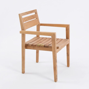 Etna Teak Stacking Garden Chair Minimalist Outdoor Wooden <b>Armchair</b> Durable Lightweight Waterproof Design for Courtyard - Product Image 2