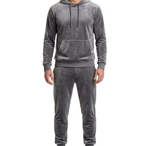 Survêtement décontracté en velours bleu ciel respirant pour homme, avec sweat à capuche et pantalon à taille élastique, tenue douce et confortable - Product Image 3