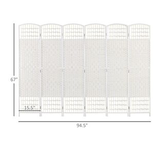 Divisorio per Ambienti Tradizionale Artigianale a 6 Pannelli in Fibra Ondulata (Traslucido, Portatile per Casa e Ufficio) - Product Image 3