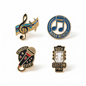 Épingles en émail plaquées or personnalisées avec des motifs de guitare, de piano et de batterie, logo personnalisé imprimé en sérigraphie pour les clubs de musique, cadeaux promotionnels - Product Image 3