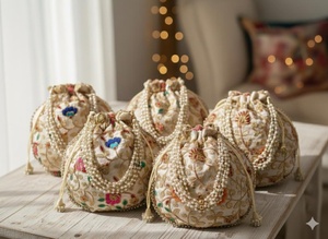 Pochette de soirée élégante en perles avec bandoulière plaquée or, doublure en polyester résistante à l'eau, idéale pour les fêtes et mariages - Product Image 2