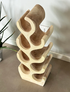 Élégant Porte-Bouteilles en Bois Massif Fait Main Écologique pour 6 Bouteilles, Type Autonome, Support Bouchons, Cinq Niveaux de Rangement Multifonctionnel - Product Image 3