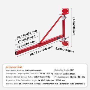 Braccio di supporto per paranco elettrico con capacità di carico massima di 1320 libbre, telaio in acciaio con braccio oscillante a 180 gradi, tipo a fune metallica. - Product Image 5
