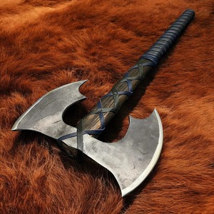 Handmade Double Head Viking <b>Axe</b> Carbon Steel Blade Wood <b>Handle</b> With Leather sheath The Phantom Viking <b>Axe</b> - Product Image 2