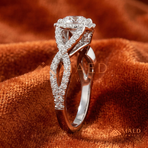 925 Sterling Silver Round Cut Halo Engagement <b>Ring</b> Women Twisted <b>Split</b> Shank Pave Band American Diamond CZ Wedding <b>Ring</b> - Product Image 2