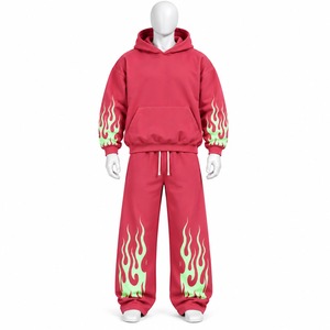 Chándal con logotipo bordado personalizado, corte holgado, estilo hip hop, conjunto de ropa urbana 100% algodón, OEM ODM, chándal para hombre - Product Image 4