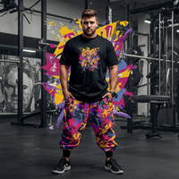 Ensemble de survêtement baggy pour homme, t-shirt et pantalon, coupe oversize, 100 % coton, respirant, anti-boulochage, tenue de sport, personnalisation OEM/ODM
