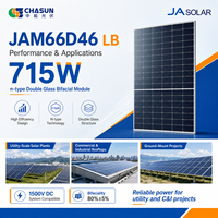 Panneau solaire bifacial JA Solar JAM66D46-715/LB 715W de type N à double vitrage, module photovoltaïque fiable à haut rendement pour projets commerciaux