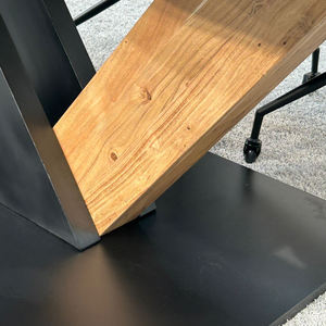 Industrial Iron & Wooden Solid Mango Wood Live Edge Thick Top Metal & Wooden Combination Pedestal Base <b>Kitchen</b> Home Dining Table - Product Image 4