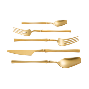 Ensemble de couverts en acier inoxydable finition or durable, couteau, fourchette, cuillère, poli miroir, pour hôtel et maison, à bon prix - Product Image 6