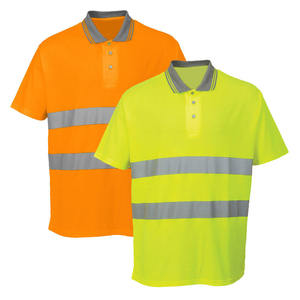 Polo à manches longues haute visibilité pour homme, orange, vêtements de travail réfléchissants - Product Image 3