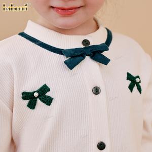 Robe Salopette Enfant DR4509 en Coton Tricoté à Motif Animal Brodé Main, Coupe Évasée avec Nœud, Collection Automne, 100% Coton, ODM - Product Image 5