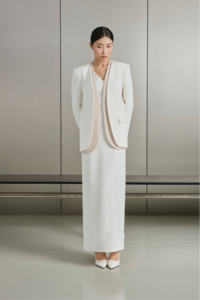 Blazer para mujer Full ETERNA con solapa sólida/de colores contrastantes, elegante/minimalista/clásico para oficina, blazer de doble solapa KA59 - Product Image 2