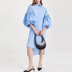 Модная дизайнерская женская 100% хлопковая рубашка на заказ, женские элегантные платья-рубашки