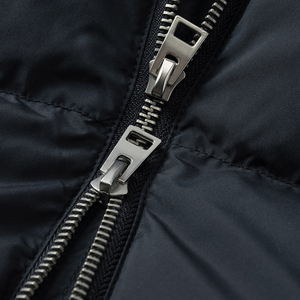 Men's Dark <b>Blue</b> <b>Canvas</b> Hooded Puffer Jacket Eco-Friendly Breathable Windproof Casual Winter Coat Regular Fit Solid Color Zipper - Product Image 6
