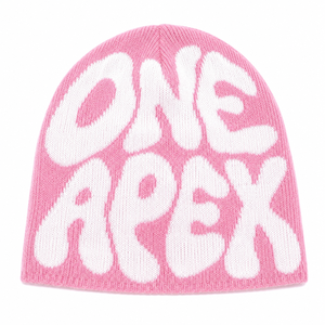Pink White Knit Beanie Hat Graphic <b>Winter</b> <b>Cap</b> Unisex Streetwear Fashion Headwear Custom Wholesale OEM Factory - Product Image 6
