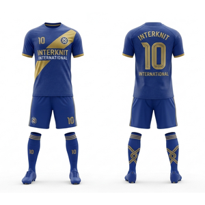 Interknit Men's Soccer Jersey Set <b>Light</b> Blue Black Shorts V-Neck Moisture Wicking All Seasons Team Uniform - Product Image 2