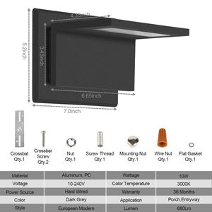 Lampada da Parete LED Moderna per Esterni, Lanterna in Alluminio 17309, Nuovo Design per Portico e Ingresso - Product Image 2