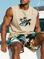 Conjunto Casual de Verano para Hombre, para Vacaciones en la Playa, con Camiseta sin Mangas de Punto Transpirable de Secado Rápido y Pantalones Cortos