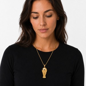 Women's Gold Plated Pendant Necklace With Trophy Design Snake Chain Classic Everyday Wear - Product Image 4