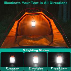 Lanterne de camping LED portable rechargeable par USB, lampe de tente pliable pour les situations d'urgence en plein air, randonnée, pêche, camping - Product Image 3