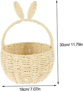 Cesta Decorativa Tejida a Mano con Orejas de Conejo de Pascua, de Seagrass Natural, para Artículos de Pascua - Product Image 2