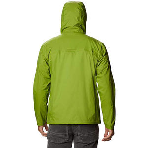 <b>Men</b> Hooded Waterproof <b>Jacket</b> Green Casual Outdoor Wear Polyester Shell Zipper Closure Autumn Style - Product Image 2